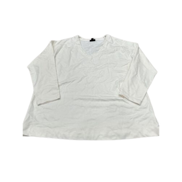 J Jill Wearever Collection 2X Cream Crew Neck 3/4 Sleeve V Neck Tunic Top NWT - Picture 2 of 9